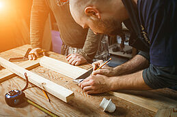 professional carpenter working in the workshop
