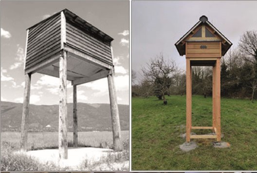 Présentation de l'extérieur et de l'intérieur de 2 abris communautaires en bois sur pied aussi en bois pour les chauve souris (chiroptères)